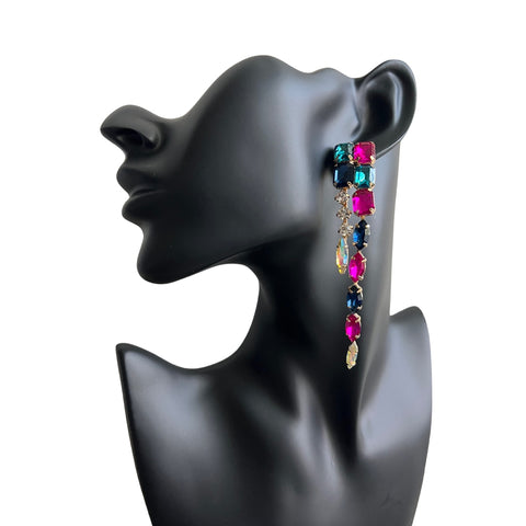 Pink/Blue Gem Drop earrings