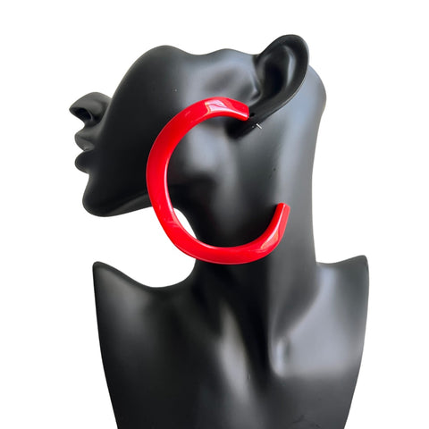 Wavy Hoop earring - Red
