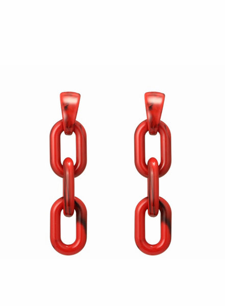 Red Chain Link Earrings