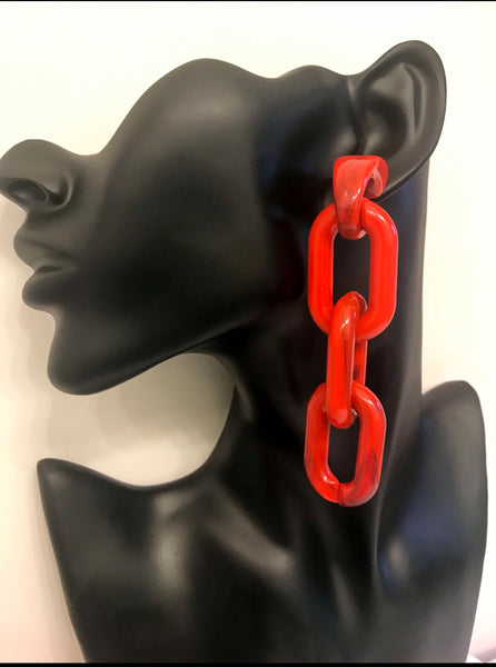 Red Chain Link Earrings