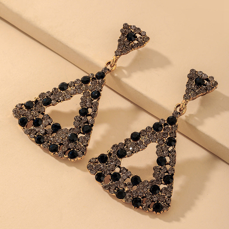 Black Rhinestone Triangle earrings